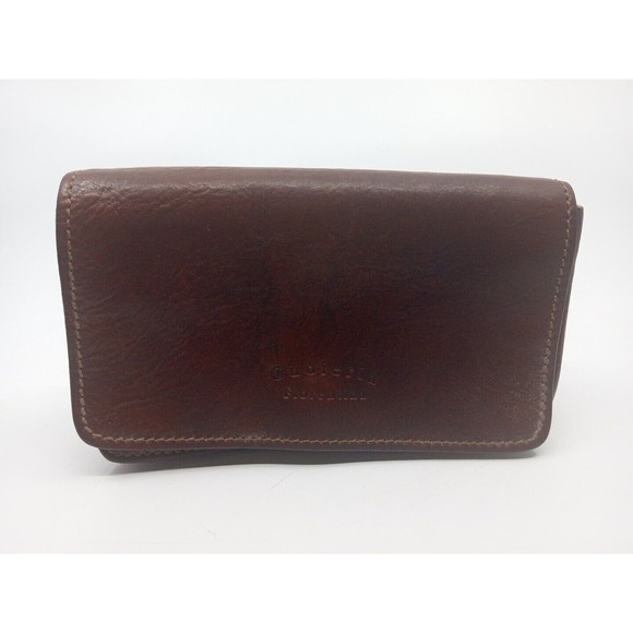 Cuoieria Fiorentina Vintage Clutch Wallet - Brown Genuine Leather - Made Italy - Picture 1 of 7
